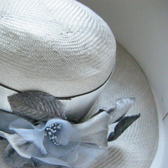 Joe Bill Miller Straw Fedora Hat Floral Decoration Silver Grey main image 12
